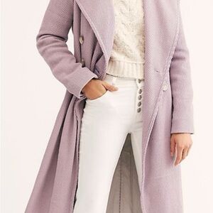 Free People Lavender Long Double-Breasted Coat
